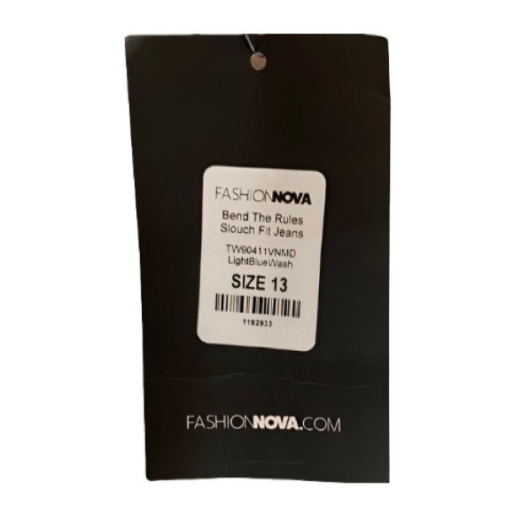 Fashion Nova Bend The Rules Slouch Fit Jeans Light Blue Wash - Size 13 - Picture 9 of 9